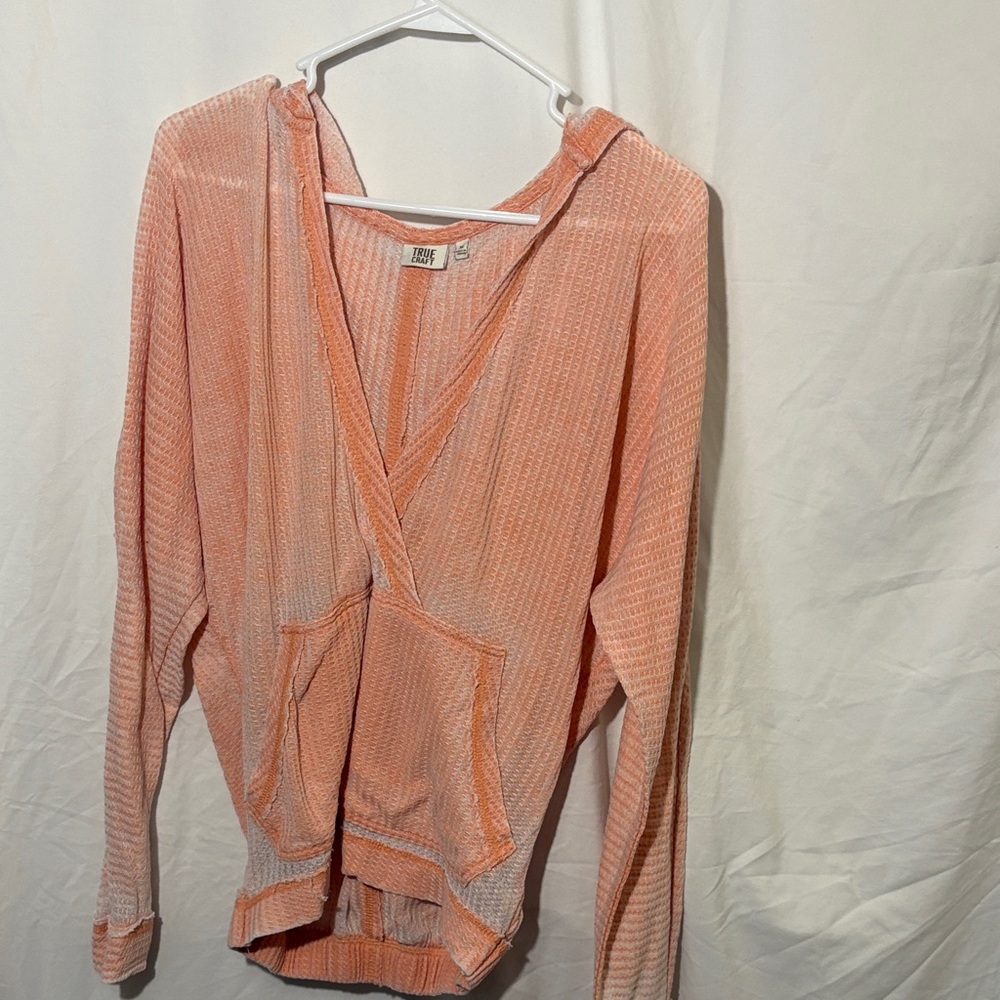 Peach Hooded Cardigan